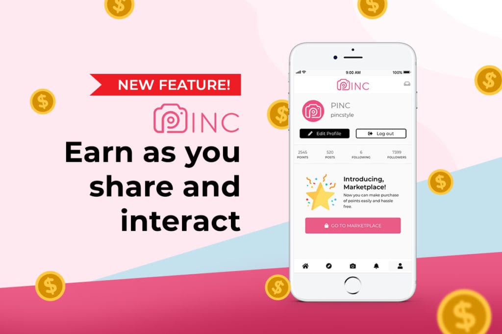 pincstyle interact, share and earn points